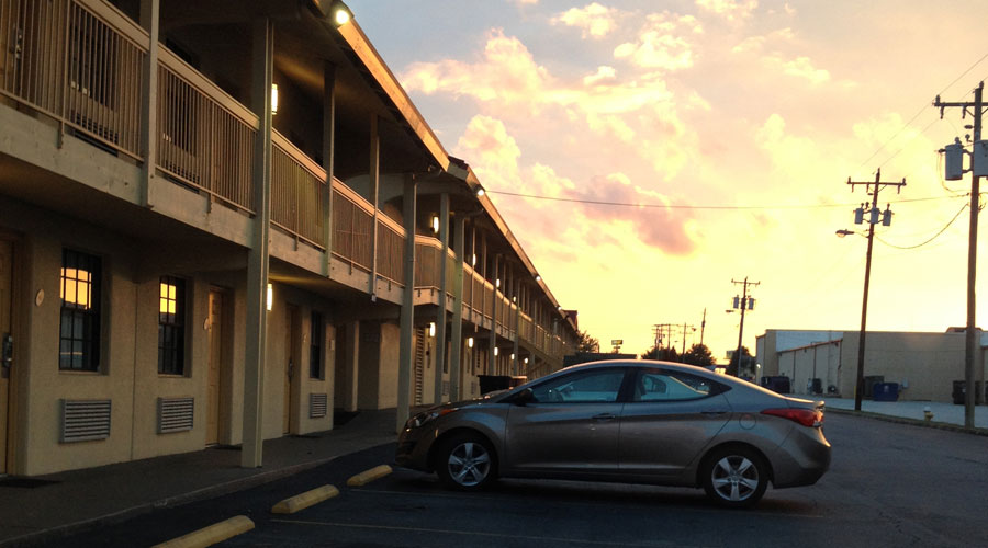 Motel in Greenville tijdens rondreis in Amerika