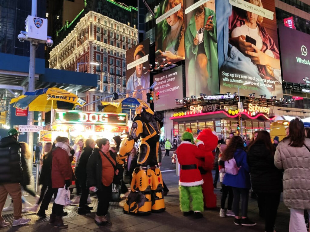 Times Square Elmo and Transformer