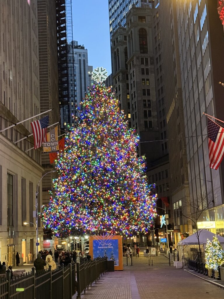 Wall Street kerstboom in New Yokr wandeling
