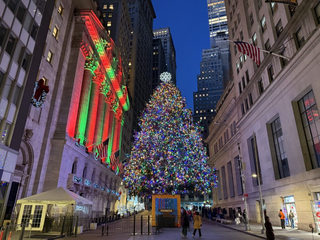 Wall Street New York mooiste kerstbomen